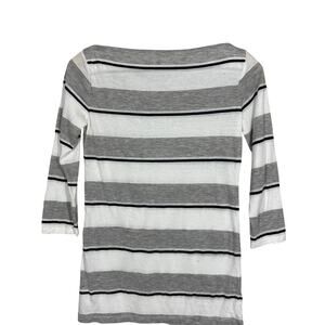 Standard x James Perse Knit Boat Neck Tee Stripe Casual Soft White Gray - 1